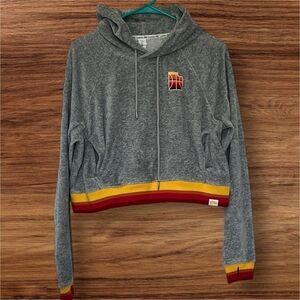 WOMENS UTAH JAZZ DANCER GREY CROPPED HOODIE SZ X-SMALL